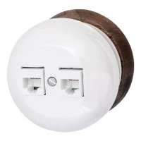 Розетка RJ45 компютерная двойная Фаберже, керамика, цвет перламутр Bironi B2-302-010/18