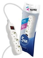 Удлинитель 5м, 3гн. земля, выключ. ПВС 1мм2, КОСМОС Космос YKsm5m-3g-Z-V(K) Удлинитель 5м, 3гн. земля, выключ. ПВС 1мм2, КОСМОС Космос YKsm5m-3g-Z-V(K)