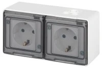 Розетка Эксперт 11-2504-01 2х2P+E гориз. IP55, шторки, 16A-250В, ОУ, белый ЭРА Б0063262