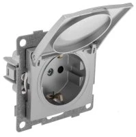 Розетка однопостовая Bravo с/з с з/ш и крышкой, в комплекте с кожухом IP44 К502, механизм, 16А, 250В, серебро GUSI ELECTRIC С10Р91-004(с кожухом IP44 К502)