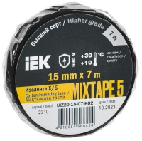 MIXTAPE 5 Изолента Х/Б 15мм 7м IEK UIZ20-15-07-K02