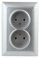 Розетка однофазная скрытого монтажа, в рамку без шторок алюминий 16А 250В IP20 4-204-03 Intro Solo Б0053668