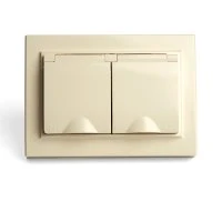 Розетка двухместная с/з с крышкой, 250В, 16А серия Эрна, слоновая кость Stekker STEKKER PST16-9015-02 49137