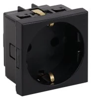 Розетка модульная с з/к и шторками 45х45мм черная RUVinil АДЛ 13-900-Ч