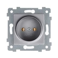 Аксиома  Механизм розетки одноместной скрытой установки РС16-452 Алюминий Кунцево-Электро 121020