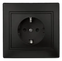 Розетка однофазная скрытого монтажа, в рамку с заземлением без шторок антрацит 16А 250В IP20 1-202-05 Intro Plano Б0053881