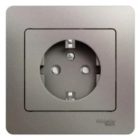 GLOSSA розетка с заземлением со шторками в сборе платина Systeme Electric GSL001244