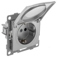 Розетка однопостовая Bravo с/з с з/ш и крышкой, механизм, 16А, 250В, серебро GUSI ELECTRIC С10Р91-004