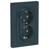 Розетка ATLASDESIGN двойная с заземлением со шторками 16А в сборе изумруд Systeme Electric ATN000826