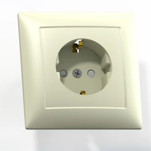 СЕЛЕНА Розетка с заземлением со шторками РС16-400 скрытая слоновая кость Кунцево-Электро 8151