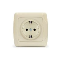 Маргарита розетка одноместная  с/з, с/у, 16А, 220В, сл.кость (ivory) (еврослот) UNIVersal М0028-I