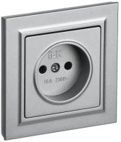 BRITE Розетка 1 пост без заземления без защитных шторок 10А в сборе РСР10-1-0-БрА алюминий IEK BR-R10-10-K47-F