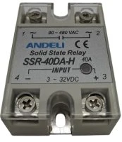 реле твердотельное SSR-40DA-H 40A Управляющее напряжение 3-32V DC 90-480V AC ANDELI ADL09-254