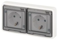 Розетка Эксперт 11-2523-01 2х2P+E гориз. IP55, 16A-250В, СУ, белый ЭРА Б0063276