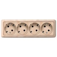 Розетка четырехместная   Олимп с/з, наружная, 16А, 220В, сосна (еврослот) UNIVersal 1175