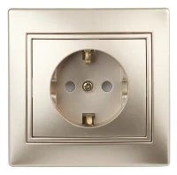 Розетка 2P+E Schuko со шторками, 16А-250В, СУ, Plano, шампань, 1-206-04 Intro Б0030075