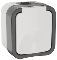 Розетка 1-местная заземляющим контактом и крышкой TORS 16А IP55 белый IEK TS-R16-16-55-K41