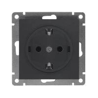 Розетка одноместная UNIVersal серия Афина с/з, с/у, 16А, 220В, графит (еврослот), механизм A0028-Gr