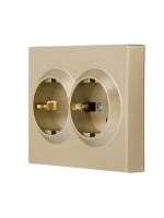 VESNA Розетка двойная с/з ПБТ золото Lezard 742-3600-127B