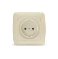 Маргарита розетка одноместная  б/з, с/у, 16А, 220В, сл.кость (ivory) (еврослот) UNIVersal М0022-I