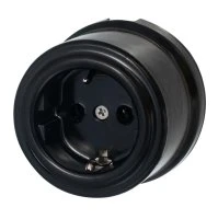 Розетка с заземляющим контактом, черный, керамика Bironi B1-101-03