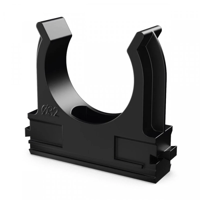 Крепёж-клипса для труб Полистирол черная d32 мм в малой упаковке (10шт/500шт уп/кор) Промрукав PR13.0212