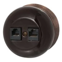 Розетка RJ45 информационная двойная Фаберже, керамика, цвет коричневый Bironi B2-302-020/18