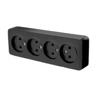 Розетка четырехместная б/з 250В 10А серия София черный STEKKER MST10-14-02 49319
