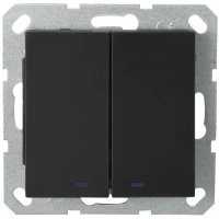 Выключатель двухклавишный со светодиодами 10A 250V~ с накладкой, цвет черный матовый (soft touch) Jasmart G3023NPB Выключатель двухклавишный со светодиодами 10A 250V~ с накладкой, цвет черный матовый (soft touch) Jasmart G3023NPB