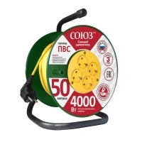 Удлинитель силовой ТМ Союз на катушке 4 гнезда 4000 Вт с заземляющим контактом 50м UNIVersal 481S-3705 Удлинитель силовой ТМ Союз на катушке 4 гнезда 4000 Вт с заземляющим контактом 50м UNIVersal 481S-3705