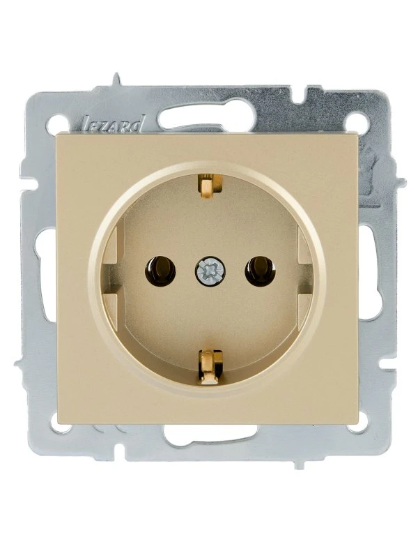 VESNA Розетка с/з ПБТ золото Lezard 742-3688-122B