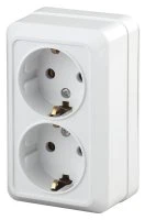 Розетка однофазная наружная (открытой установки) с заземлением без шторок белый 16А 250В IP20 2-204-01 Intro Quadro Б0053800