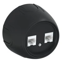 Розетка двойная компьютерная RJ45 кат.5e  Rotondo, цвет черный OneKeyElectro 3E20901203 7700895