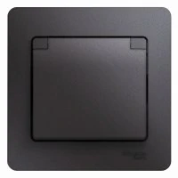 GLOSSA розетка с заземлением со шторками с крышкой в сборе IP20 графит Systeme Electric GSL001346