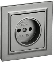 BRITE Розетка 1 пост без заземления без защитных шторок 10А в сборе РСР10-1-0-БрС сталь IEK BR-R10-10-K46-F