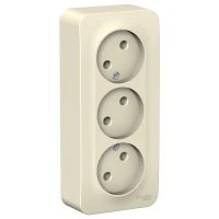 BLANCA Розетка наружная 3-я без заземления без шторок с изолирующей пластиной, 16А, 250В, молочный, рос Systeme Electric BLNRA000312