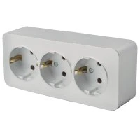Розетка трехместная с/з 250В 10А серия София серебро STEKKER MST16-13-03 49330
