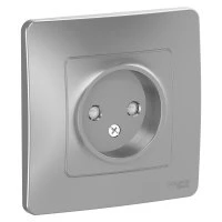 BLANCA скрытой установки розетка без заземления со шторками, 16А, 250В, алюминий Systeme Electric BLNRS000113