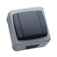 Выключатель одноклавишный IP55 герметичный серый (пружинный зажим) Makel 36064101