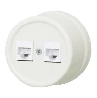 Розетка RJ45 информационная двойная, пластик, цвет Слоновая кость Bironi B1-302-211