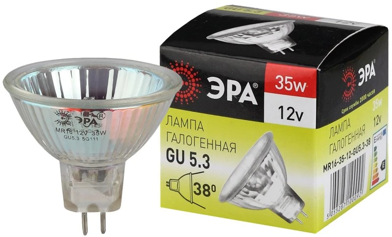 Лампа GU5.3-MR16-35W-12V-CL (галоген софит 35Вт нейтр GU5.3) (10/200/6000) ЭРА C0027355 Лампа GU5.3-MR16-35W-12V-CL (галоген софит 35Вт нейтр GU5.3) (10/200/6000) ЭРА C0027355