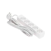 Удлинитель 5 гнезд, 5 м, 3х0,75 мм2, с/з, белый ProConnect 13-4213