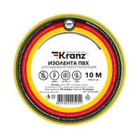 Изолента ПВХ KRANZ 0.13х15 мм, 10 м, желто-зеленая 10шт Kranz KR-09-2007