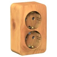 BLANCA  розетка наружная  двойная с заземлением без шторок, 16А, 250В, ясень Systeme Electric BLNRA010205