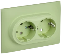 SKANDY Розетка 2-местная с заземлением без защитных шторок 16А в сборе SK-R08G мятный IEK SK-R21-16-K06-F