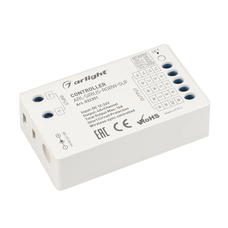 Контроллер ARL-SIRIUS-RGBW-SUF (12-24V, 4x4A, 2.4G) (ARL, IP20 Пластик, 3 года) Arlight 032351 Контроллер ARL-SIRIUS-RGBW-SUF (12-24V, 4x4A, 2.4G) (ARL, IP20 Пластик, 3 года) Arlight 032351