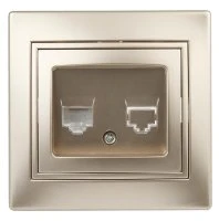 Розетка информационная RJ45, СУ, Plano, шампань, 1-303-04 Intro Б0030087