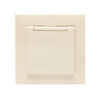 Валенсия розетка 1-местная с/з 16А кремова с крышкой и защ. штор. EKF EWV10-124-20