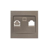 Валенсия лицевая панель розетки RJ-45 2-местная графит EKF ESK02-L-035-60