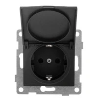 Розетка однопостовая Bravo с/з с з/ш и крышкой, механизм, 16А, 250В, жемчуг GUSI ELECTRIC С10Р91-028